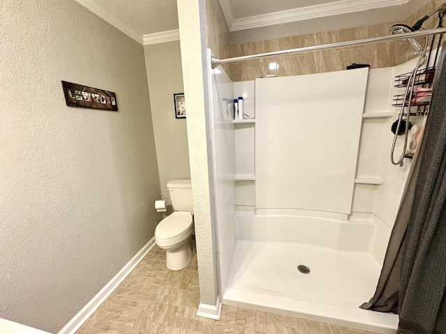 100 Anderson Ridge Rd, Jasper, TN 37347 - bathroom with a textured wall, crown molding, and a stall shower
