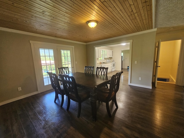 770 Jack Smith Rd Unit 15, Dunlap, TN 37327 - dining space with crown molding, dark wood-style floors, and wooden ceiling