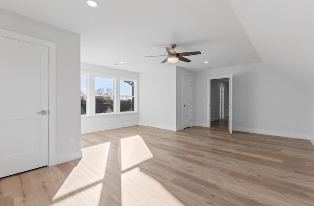 10541 E Brainerd Rd, Apison, TN 37302 - unfurnished living room featuring a ceiling fan, recessed lighting, and light wood-style floors
