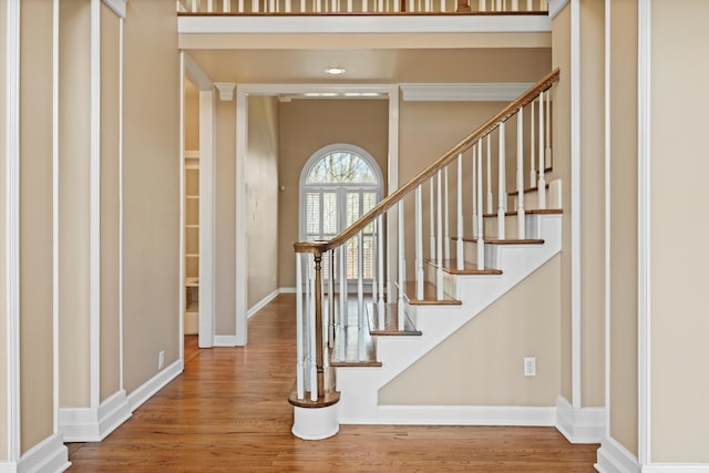 6401 Beacon Pointe Cir, Hixson, TN 37343 - foyer featuring wood finished floors and stairway