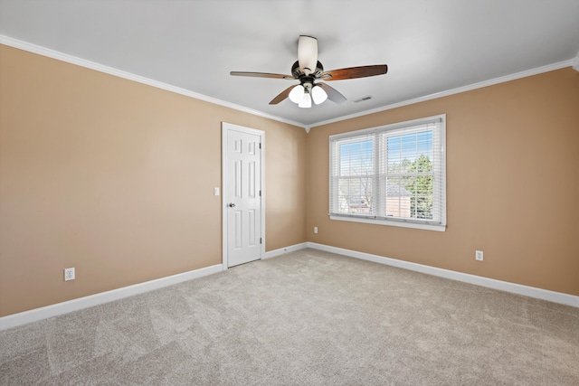 6401 Beacon Pointe Cir, Hixson, TN 37343 - empty room with ornamental molding, ceiling fan, and light carpet