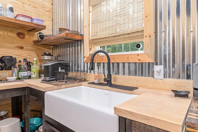 1780 Wolf Haven Rd, Spencer, TN 38585 - kitchen with wooden counters and open shelves