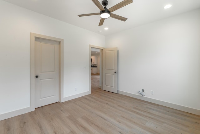 581 W Reed Rd, Lafayette, GA 30728 - spare room with ceiling fan, light wood-style flooring, and recessed lighting