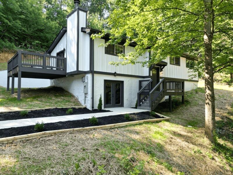 4802 Alpine Dr, Chattanooga, TN 37415 - rear view of property featuring french doors, a deck, and stairway