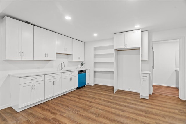 1320 Coker Dr, Dalton, GA 30721 - kitchen with dishwasher, light wood-type flooring, white cabinetry, light countertops, and recessed lighting