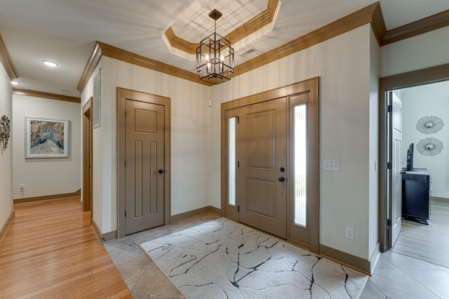 2742 Amsterdam Ln Unit 14, Chattanooga, TN 37421 - foyer with ornamental molding, a chandelier, a raised ceiling, and recessed lighting