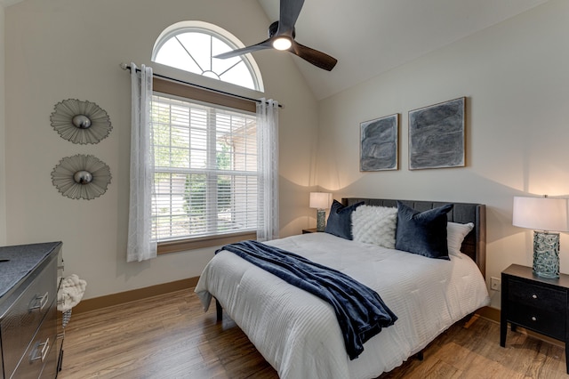 2742 Amsterdam Ln Unit 14, Chattanooga, TN 37421 - bedroom with multiple windows, wood finished floors, a ceiling fan, and high vaulted ceiling