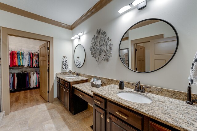2742 Amsterdam Ln Unit 14, Chattanooga, TN 37421 - bathroom with crown molding, vanity, and a walk in closet