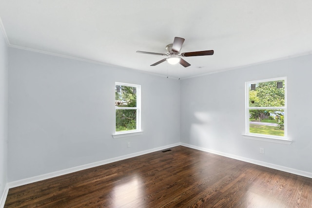 2207 Spencer Ave, Chattanooga, TN 37421 - unfurnished room featuring crown molding, dark wood-type flooring, and ceiling fan