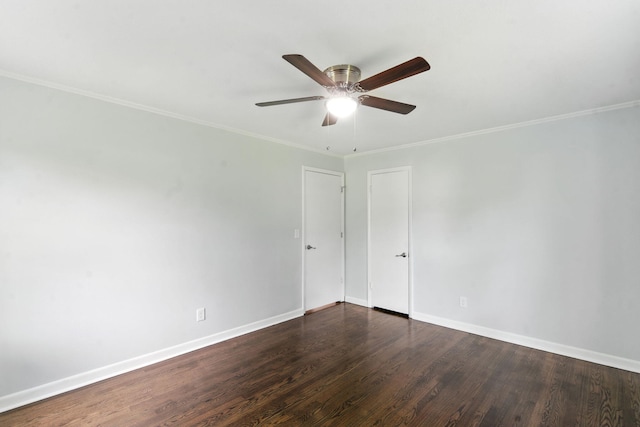 2207 Spencer Ave, Chattanooga, TN 37421 - spare room with a ceiling fan, dark wood finished floors, and ornamental molding