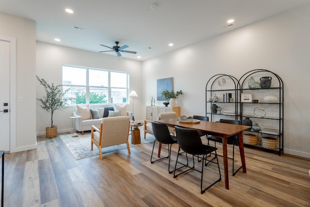 1857 Zeta Way, Chattanooga, TN 37404 - dining room featuring light wood-style flooring, ceiling fan, and recessed lighting