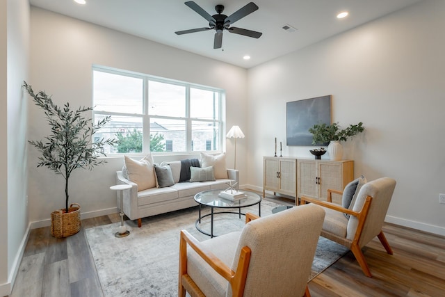 1857 Zeta Way, Chattanooga, TN 37404 - living room with wood finished floors, recessed lighting, and a ceiling fan