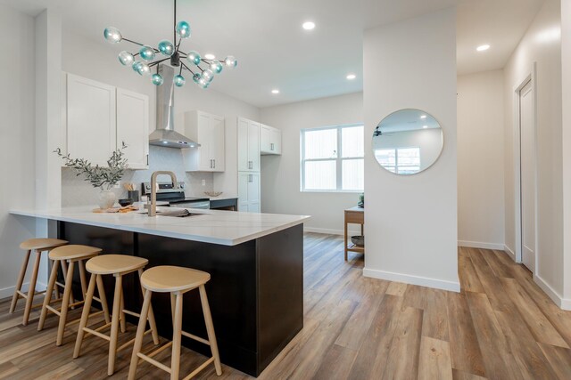 1857 Zeta Way, Chattanooga, TN 37404 - kitchen featuring electric stove, light countertops, a peninsula, a breakfast bar, and tasteful backsplash
