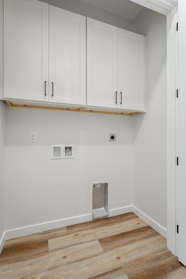 1857 Zeta Way, Chattanooga, TN 37404 - laundry area featuring hookup for an electric dryer, light wood-type flooring, cabinet space, and washer hookup