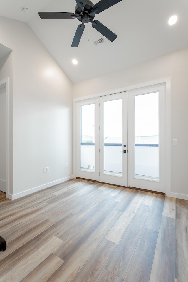 1857 Zeta Way, Chattanooga, TN 37404 - unfurnished room with lofted ceiling, light wood-type flooring, ceiling fan, and recessed lighting