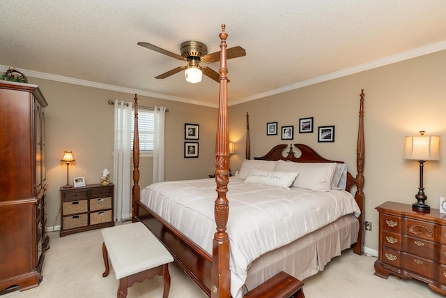 1510 Cannon Dr, Fort Oglethorpe, GA 30742 - bedroom with light carpet, ornamental molding, and a ceiling fan