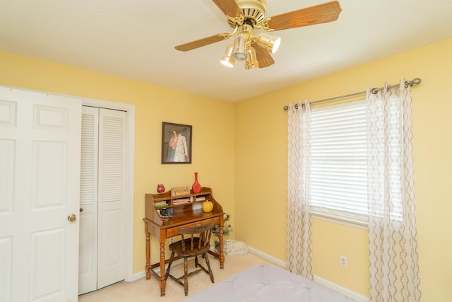 1510 Cannon Dr, Fort Oglethorpe, GA 30742 - home office with a ceiling fan and light colored carpet