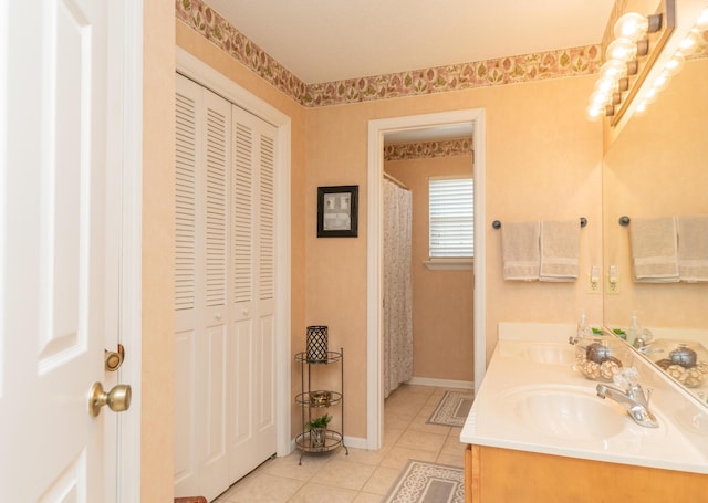 1510 Cannon Dr, Fort Oglethorpe, GA 30742 - full bathroom featuring a closet, tile patterned flooring, and double vanity