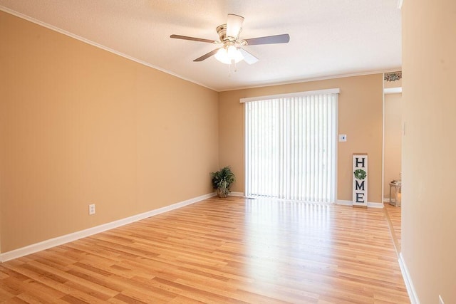 505 Heidi Cir, Chattanooga, TN 37415 - spare room featuring a ceiling fan, light wood-style floors, ornamental molding, and a textured ceiling