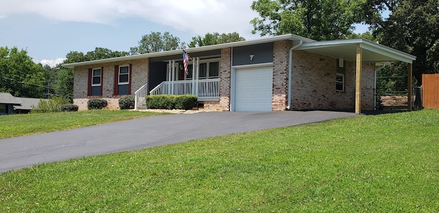 505 Heidi Cir, Chattanooga, TN 37415 - ranch-style home with asphalt driveway, a porch, a garage, and brick siding