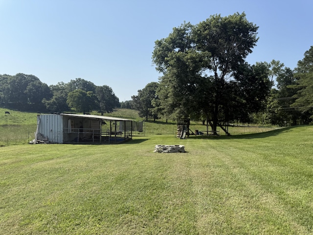 2487 Corinth Rd, Lafayette, GA 30728 - view of grassy yard with a pole building and an outbuilding