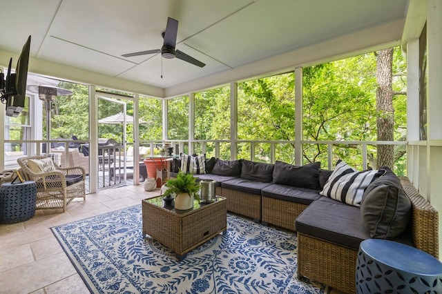 9420 Mountain Shadows Dr, Chattanooga, TN 37421 - sunroom with ceiling fan and an outdoor hangout area
