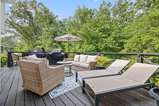 9420 Mountain Shadows Dr, Chattanooga, TN 37421 - wooden terrace with an outdoor hangout area and grilling area