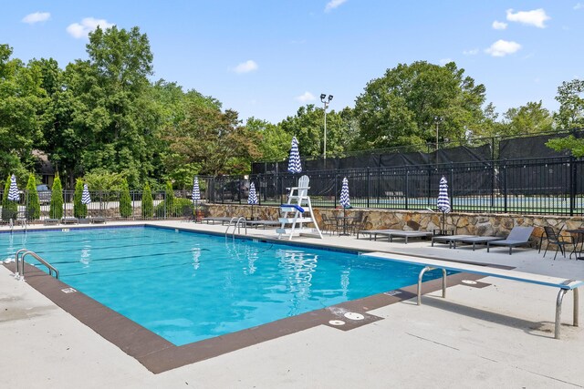 9420 Mountain Shadows Dr, Chattanooga, TN 37421 - community pool featuring a patio and view of wooded area