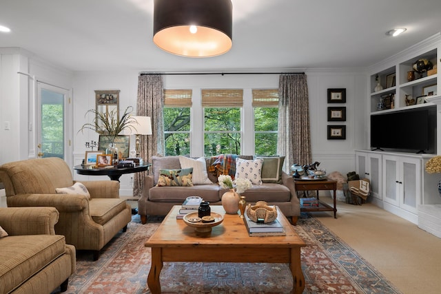 9420 Mountain Shadows Dr, Chattanooga, TN 37421 - carpeted living area featuring healthy amount of natural light and built in features