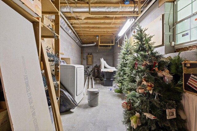 9420 Mountain Shadows Dr, Chattanooga, TN 37421 - basement with washer / clothes dryer and concrete block wall