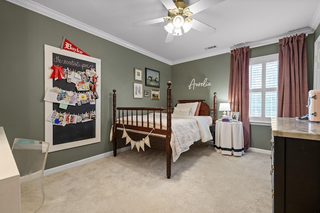 9420 Mountain Shadows Dr, Chattanooga, TN 37421 - bedroom featuring ornamental molding, light colored carpet, and a ceiling fan