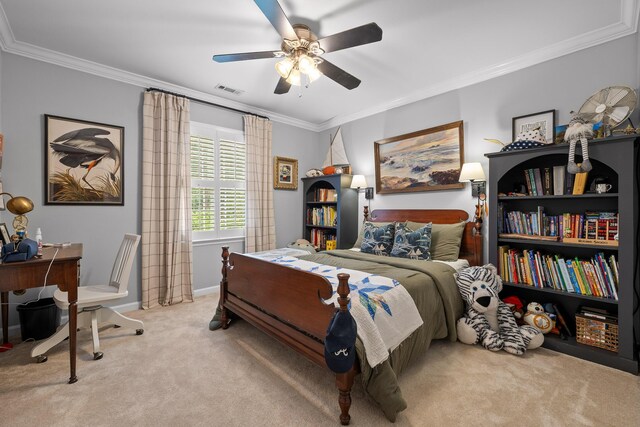 9420 Mountain Shadows Dr, Chattanooga, TN 37421 - bedroom featuring ornamental molding, carpet, and ceiling fan