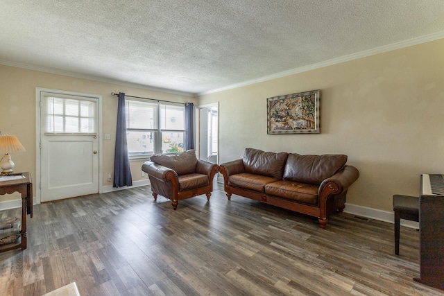 1602 Prater Rd, Chattanooga, TN 37412 - living area featuring a textured ceiling, wood finished floors, and ornamental molding