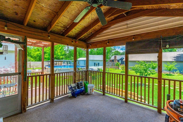 1602 Prater Rd, Chattanooga, TN 37412 - unfurnished sunroom with ceiling fan and lofted ceiling