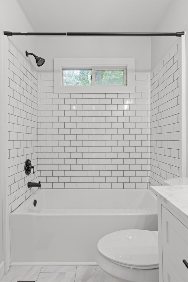3671 Thrushwood Dr, Chattanooga, TN 37415 - full bathroom with bathtub / shower combination, marble finish floors, and vanity