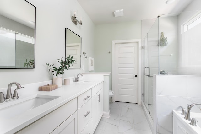 09 Emmeline Way Unit 09, Hixson, TN 37343 - bathroom featuring marble finish flooring, double vanity, a stall shower, and a garden tub