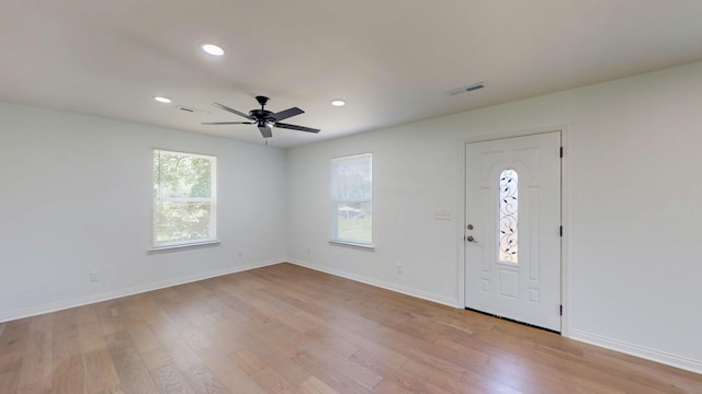1150 Lang St NE, Cleveland, TN 37311 - entrance foyer featuring healthy amount of natural light, light wood finished floors, a ceiling fan, and recessed lighting