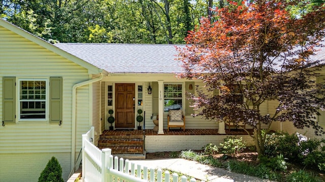 110 Linden St, Lookout Mountain, TN 37350 - view of exterior entry with roof with shingles