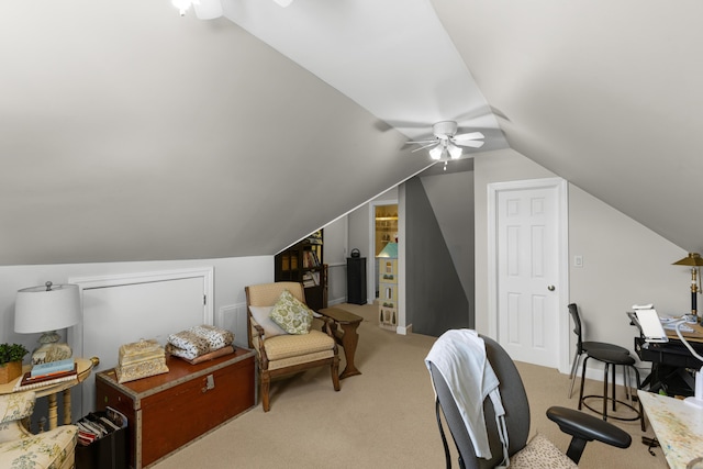 4101 Finch Ln, Chattanooga, TN 37419 - office space with ceiling fan, light carpet, and lofted ceiling