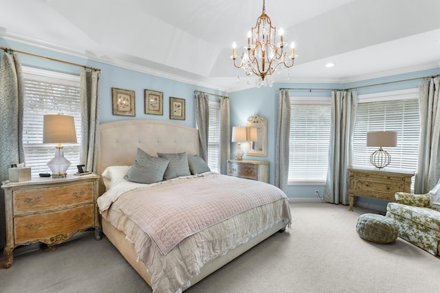 4101 Finch Ln, Chattanooga, TN 37419 - bedroom featuring carpet flooring, ornamental molding, and a chandelier