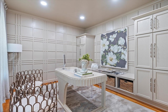 1003 Woodfern Trl, Hixson, TN 37343 - office featuring light wood-style flooring, a decorative wall, and recessed lighting