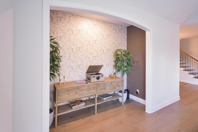7829 Lemonade St, Chattanooga, TN 37421 - office with wood finished floors and wallpapered walls