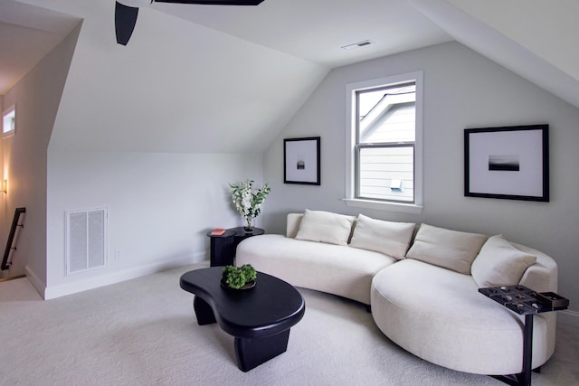 7829 Lemonade St, Chattanooga, TN 37421 - carpeted living room featuring lofted ceiling and ceiling fan