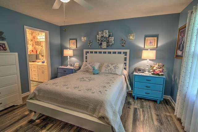 11080 US-11, Trenton, GA 30752 - bedroom with dark wood-style flooring, ensuite bathroom, and ceiling fan