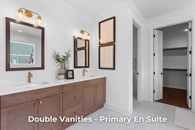 4707 Amethyst Rd Unit 891, Chattanooga, TN 37419 - full bath with double vanity, crown molding, tile patterned floors, and a walk in closet
