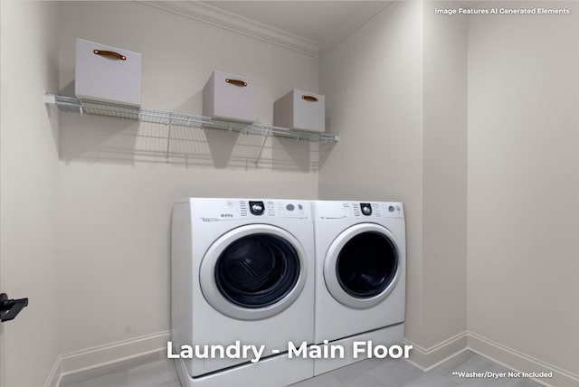 4707 Amethyst Rd Unit 891, Chattanooga, TN 37419 - laundry room with washing machine and clothes dryer and crown molding