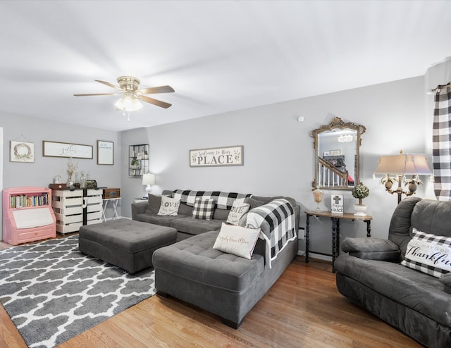 8202 Iris Rd, Chattanooga, TN 37421 - living room featuring wood finished floors and a ceiling fan