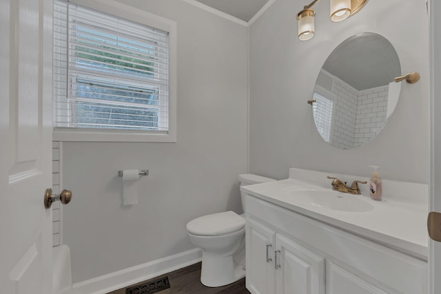 176 Depot St, Soddy Daisy, TN 37379 - bathroom with crown molding, vanity, and wood finished floors