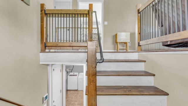 4111 Lost Oaks Dr, Ooltewah, TN 37363 - staircase with washing machine and dryer