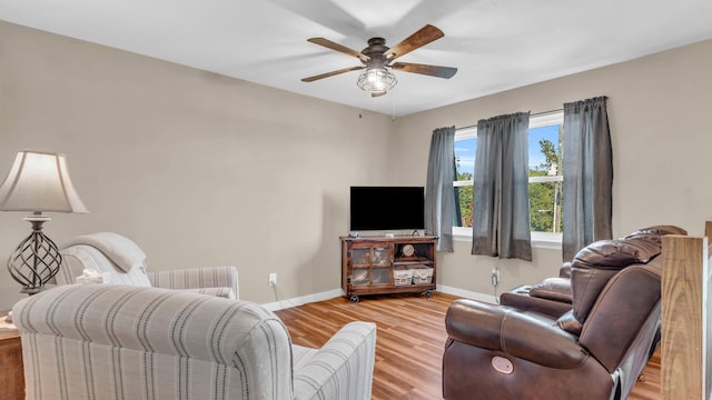 4111 Lost Oaks Dr, Ooltewah, TN 37363 - living room with light wood-style flooring and a ceiling fan